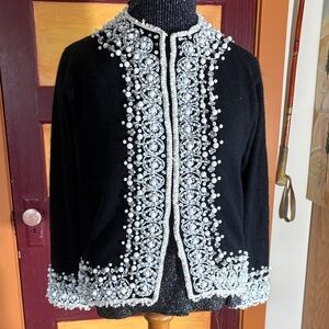 Prince Black and White Embellished Cardigan